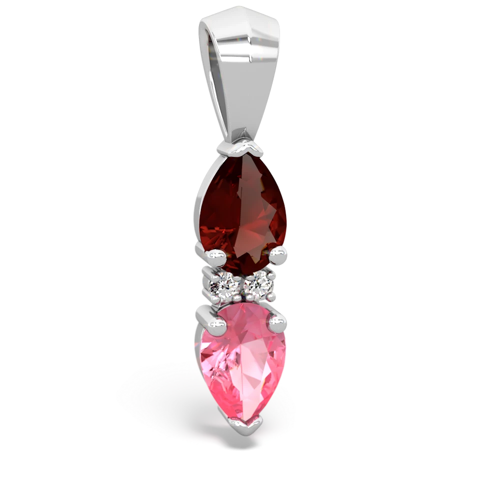 Garnet Bowtie Drop 14K White Gold pendant P0865