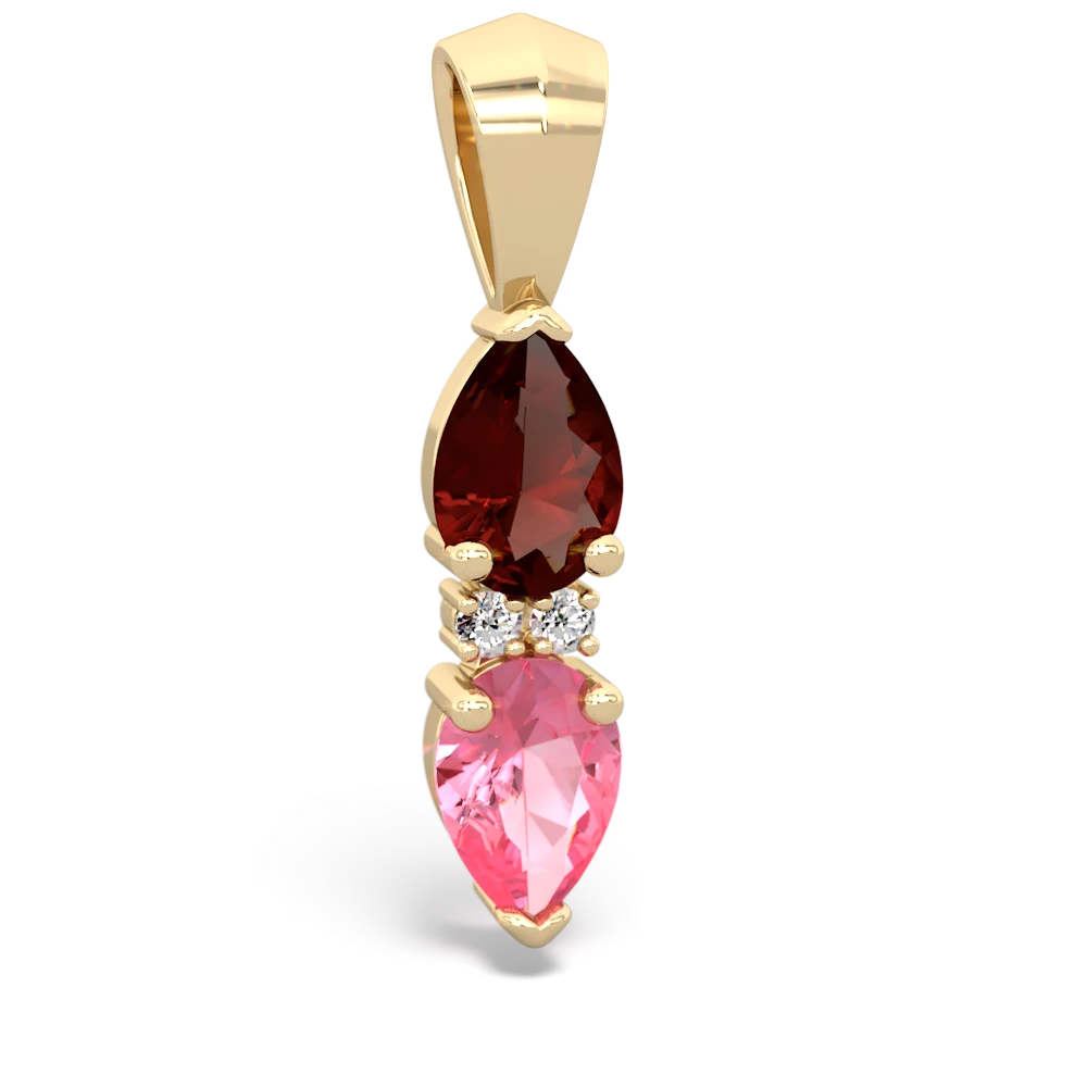 Garnet Bowtie Drop 14K Yellow Gold pendant P0865