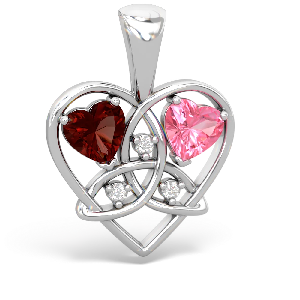 Pink Sapphire and Diamond Heart Pendant in 14k White Gold