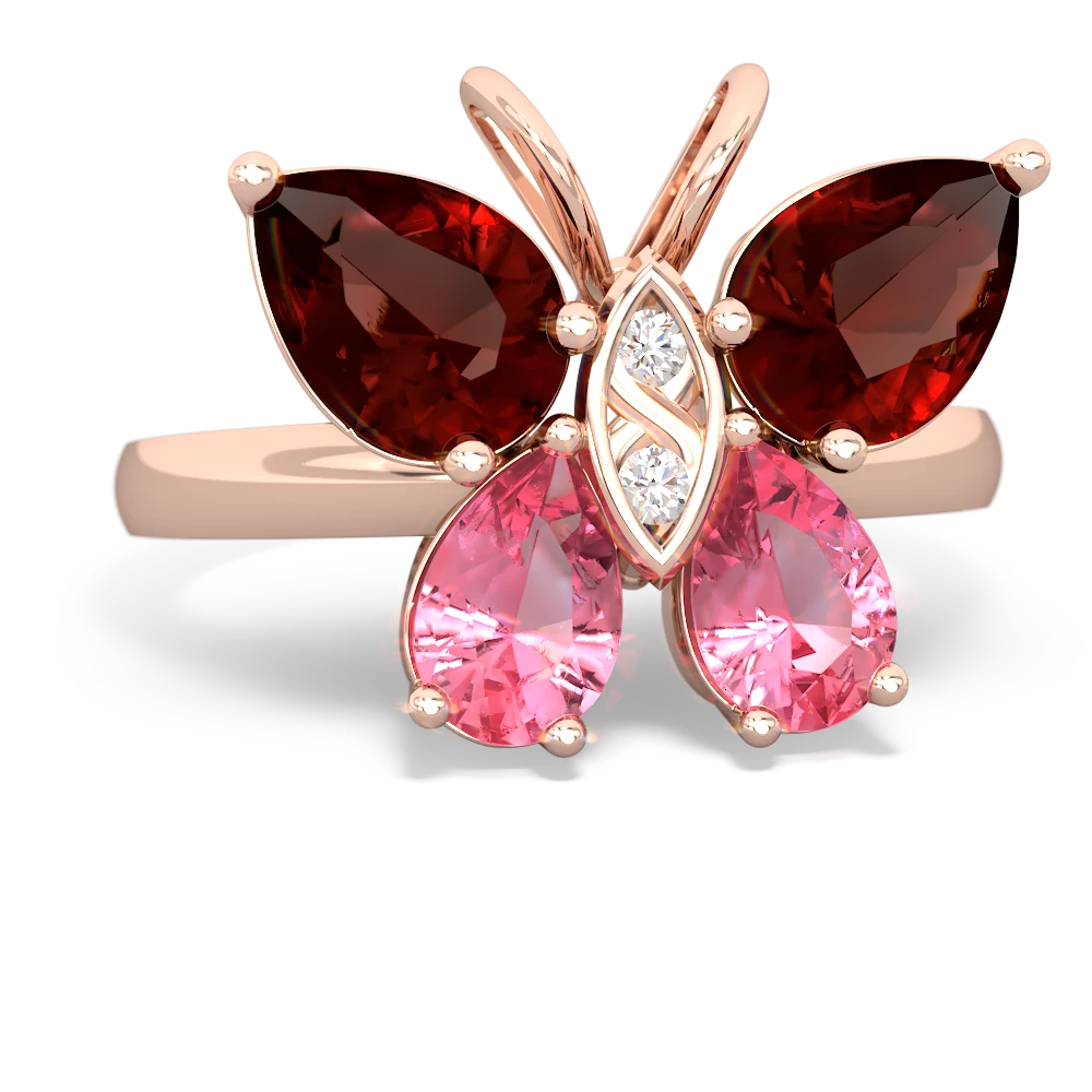 Garnet Butterfly 14K Rose Gold ring R2215