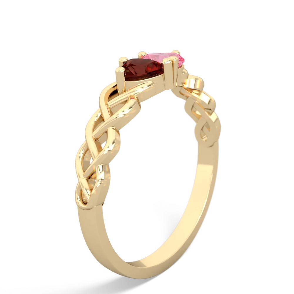 Garnet Heart To Heart Braid 14K Yellow Gold ring R5870