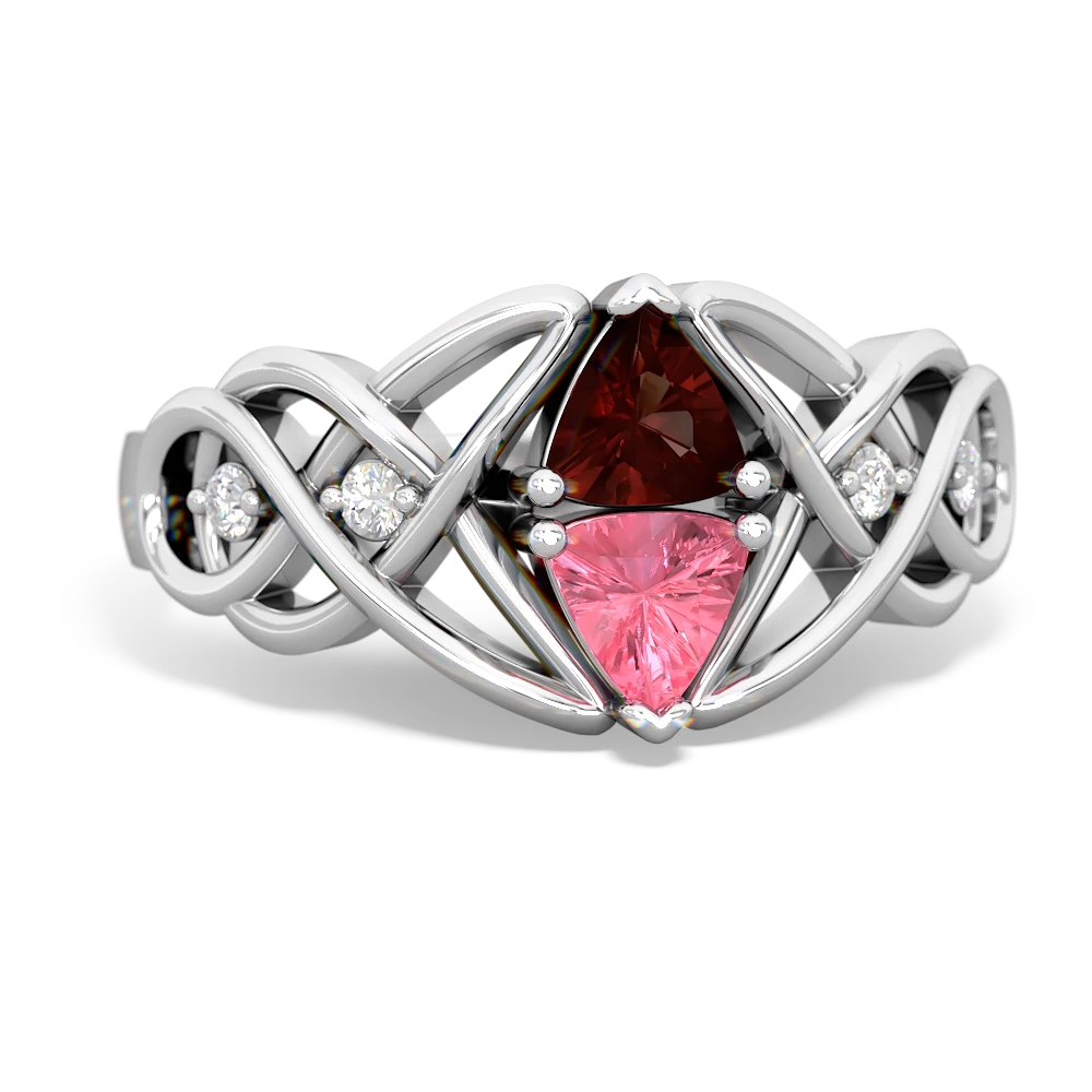 Garnet Keepsake Celtic Knot 14K White Gold ring R5300