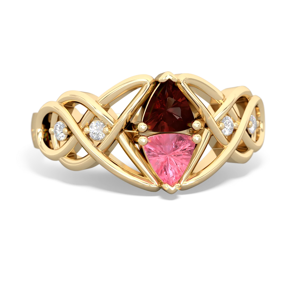 Garnet Keepsake Celtic Knot 14K Yellow Gold ring R5300