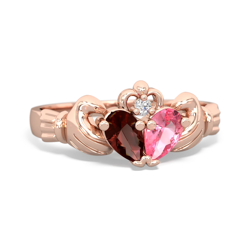 Garnet 'Our Heart' Claddagh 14K Rose Gold ring R2388