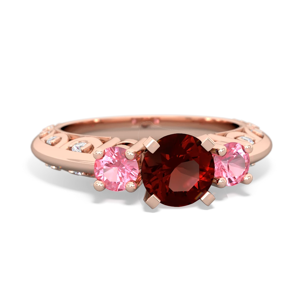 Garnet Art Deco Eternal Embrace Engagement 14K Rose Gold ring C2003