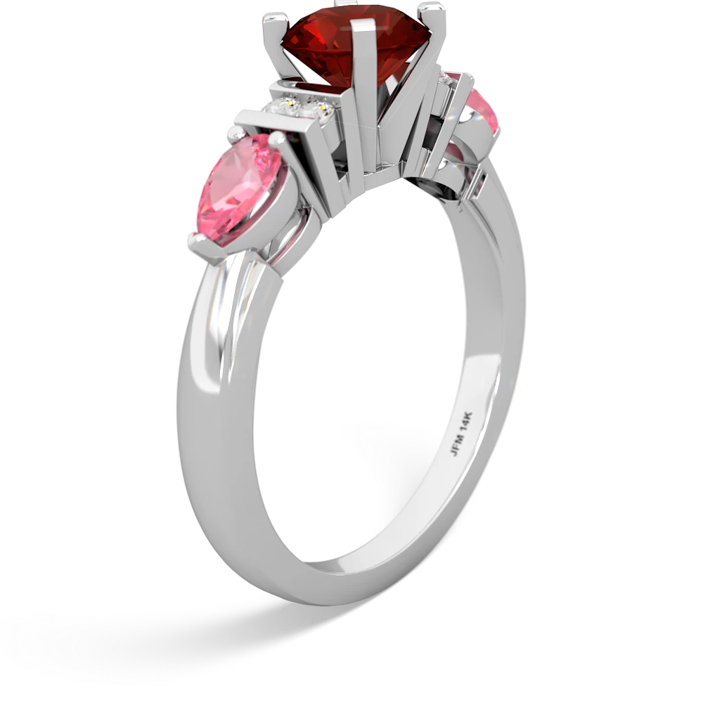 Garnet 6Mm Round Eternal Embrace Engagement 14K White Gold ring R2005