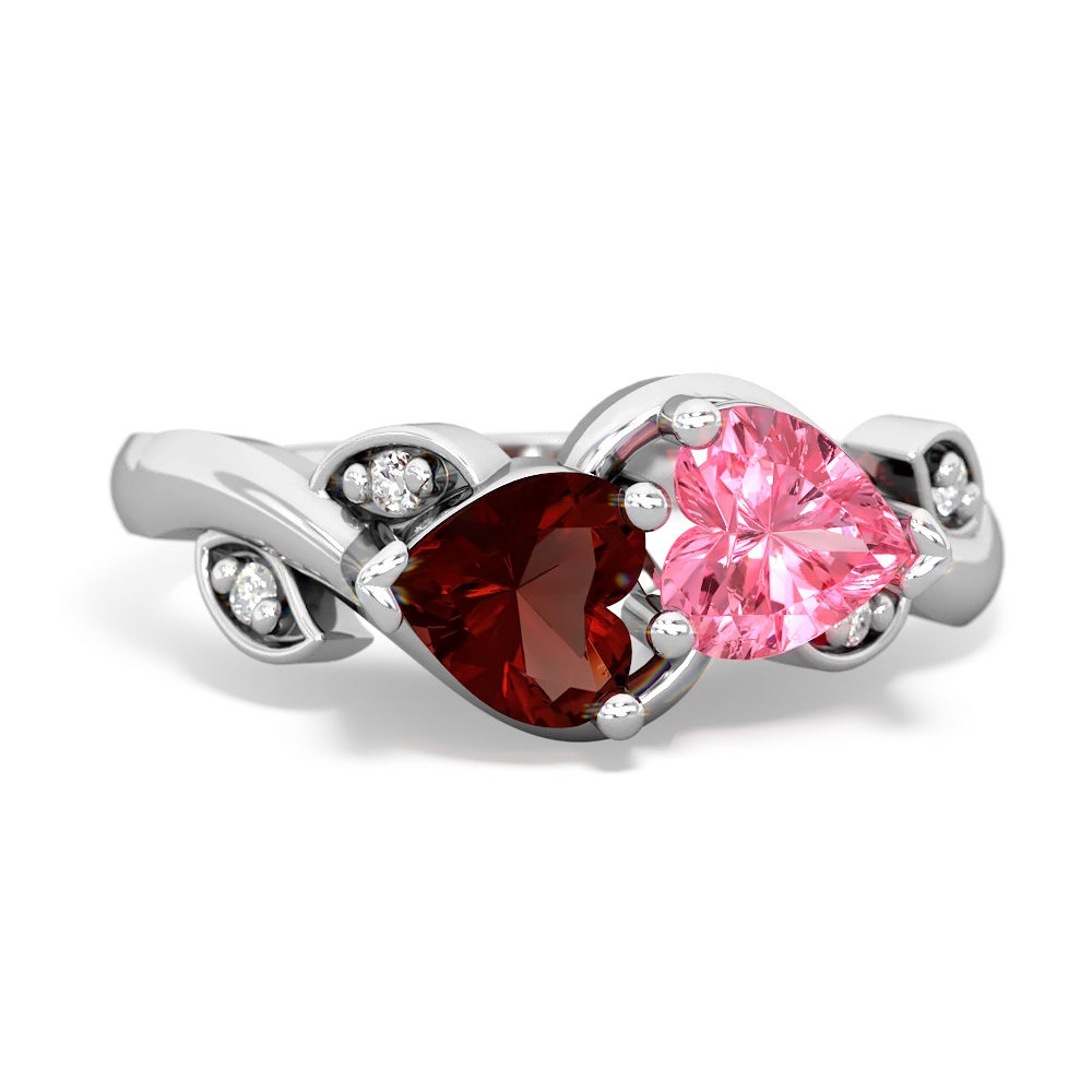 Garnet Floral Elegance 14K White Gold ring R5790