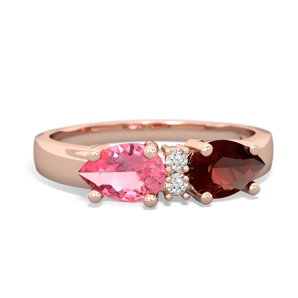 Garnet Pear Bowtie 14K Rose Gold ring R0865