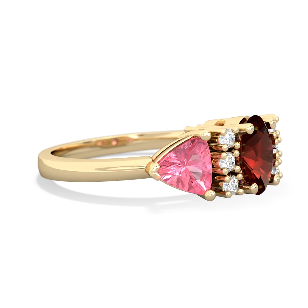 Garnet Antique Style Three Stone 14K Yellow Gold ring R2186