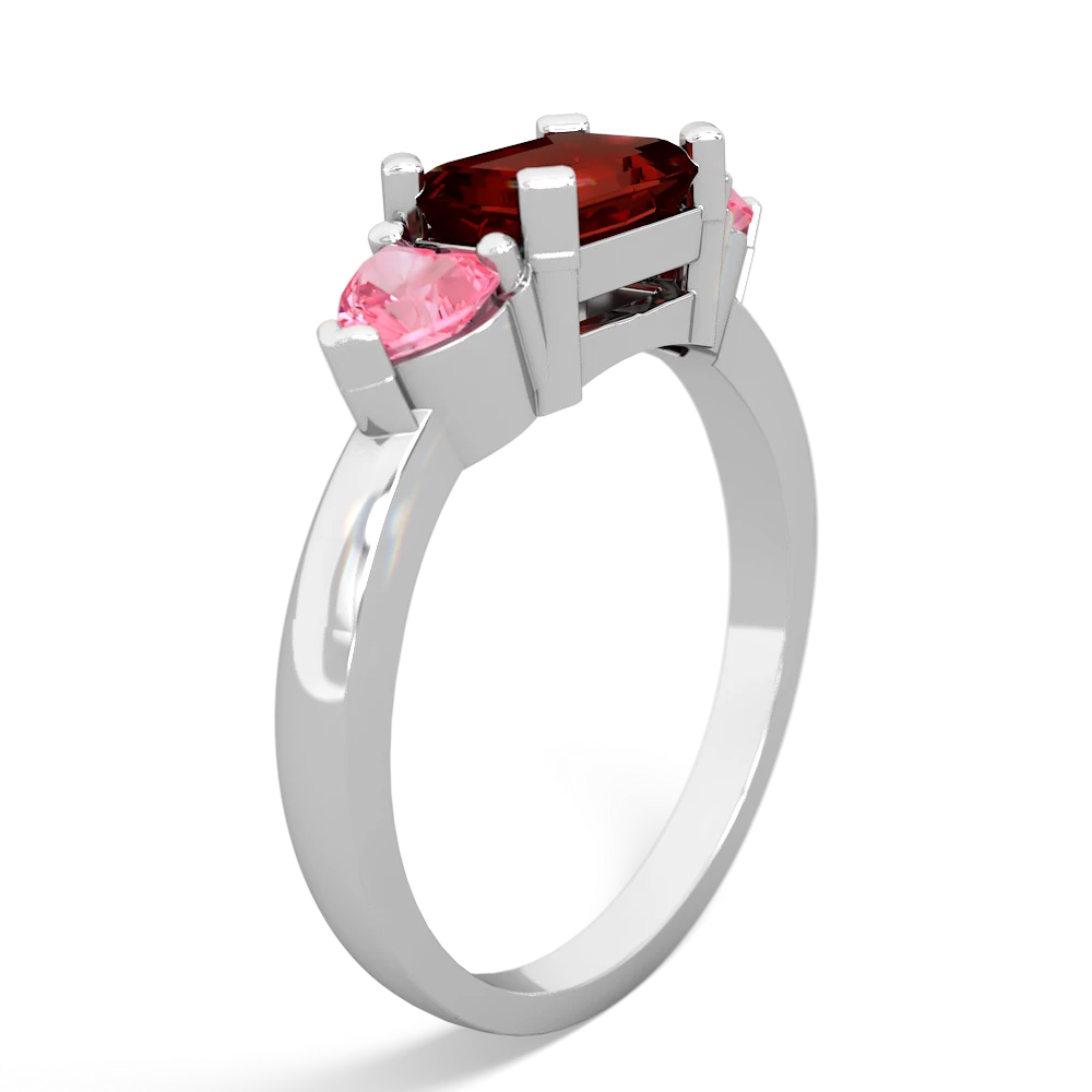 Garnet Three Stone 14K White Gold ring R5235