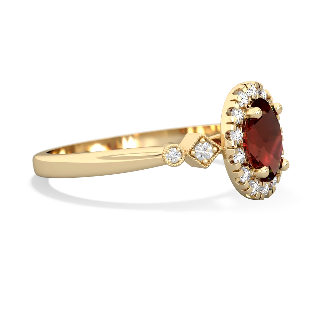 Garnet Antique-Style Halo 14K Yellow Gold ring R5720