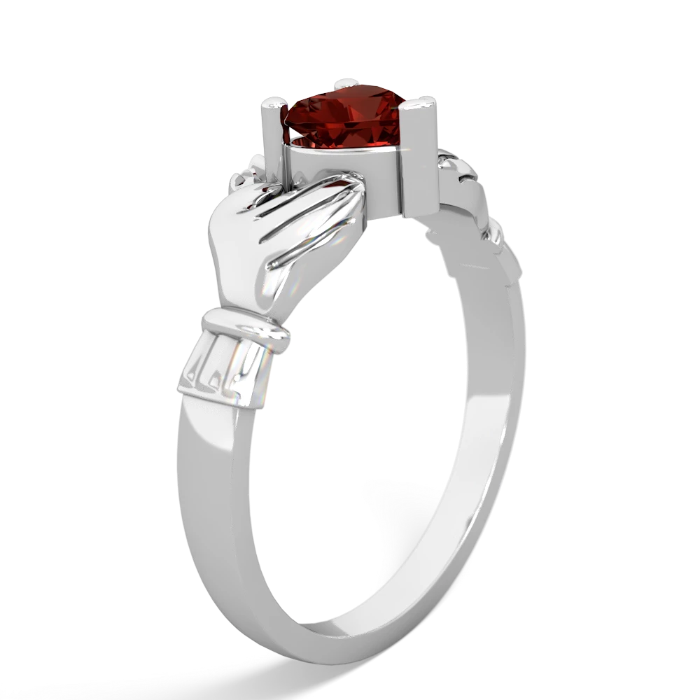 Garnet Claddagh 14K White Gold ring R2370