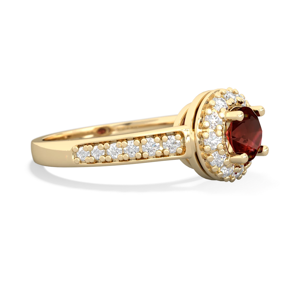 Garnet Diamond Halo 14K Yellow Gold ring R5370