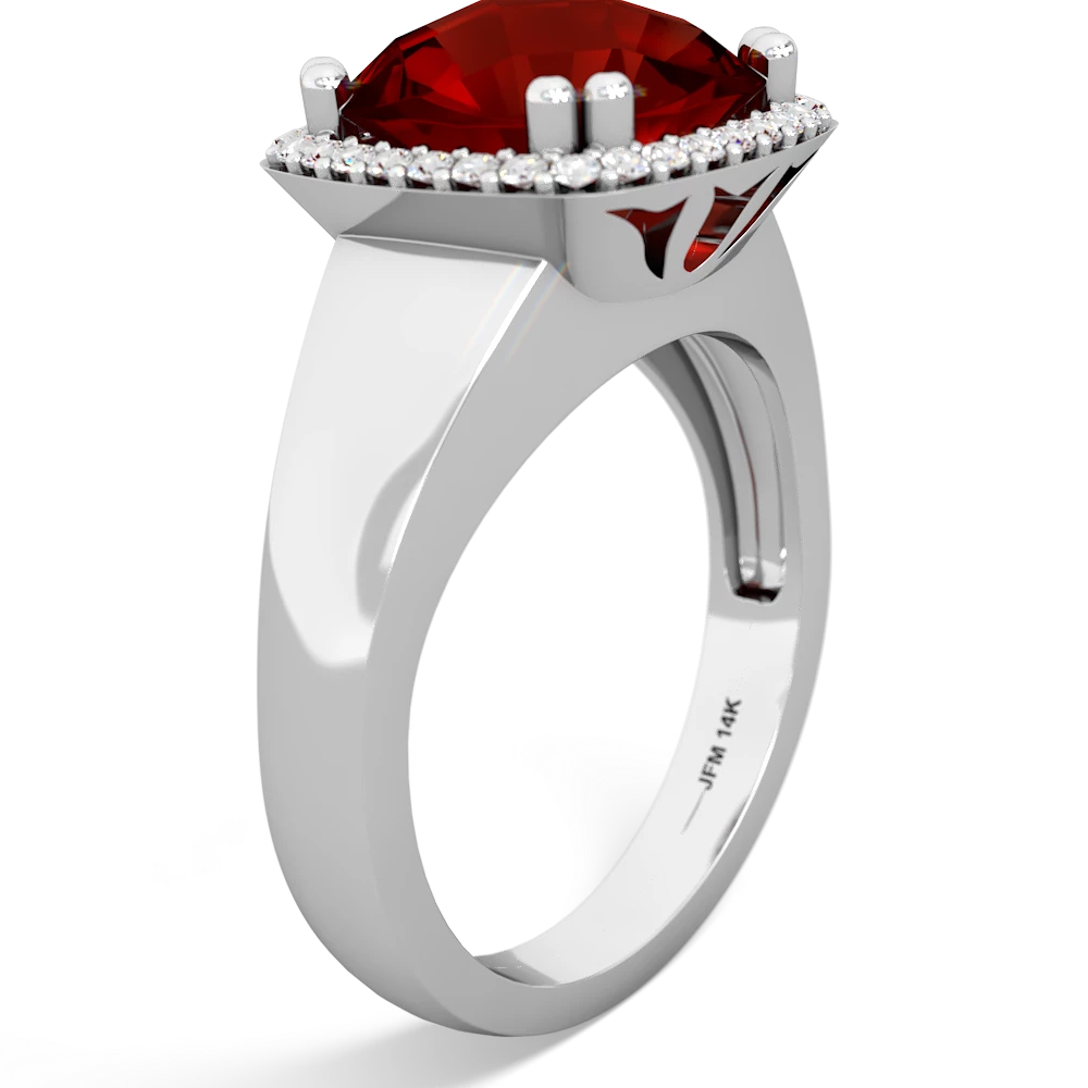 Garnet Halo Cocktail 14K White Gold ring R2544