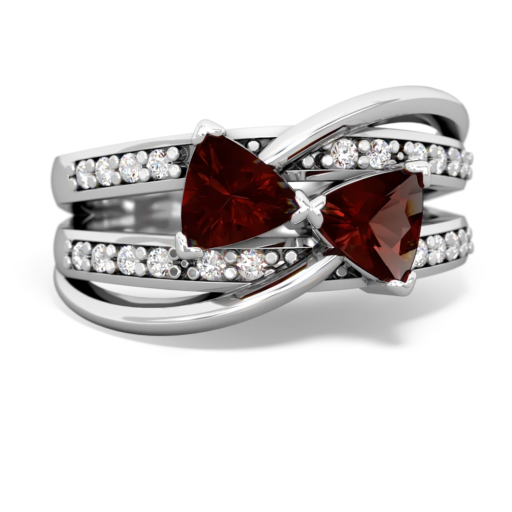 Garnet Bowtie 14K White Gold ring R2360