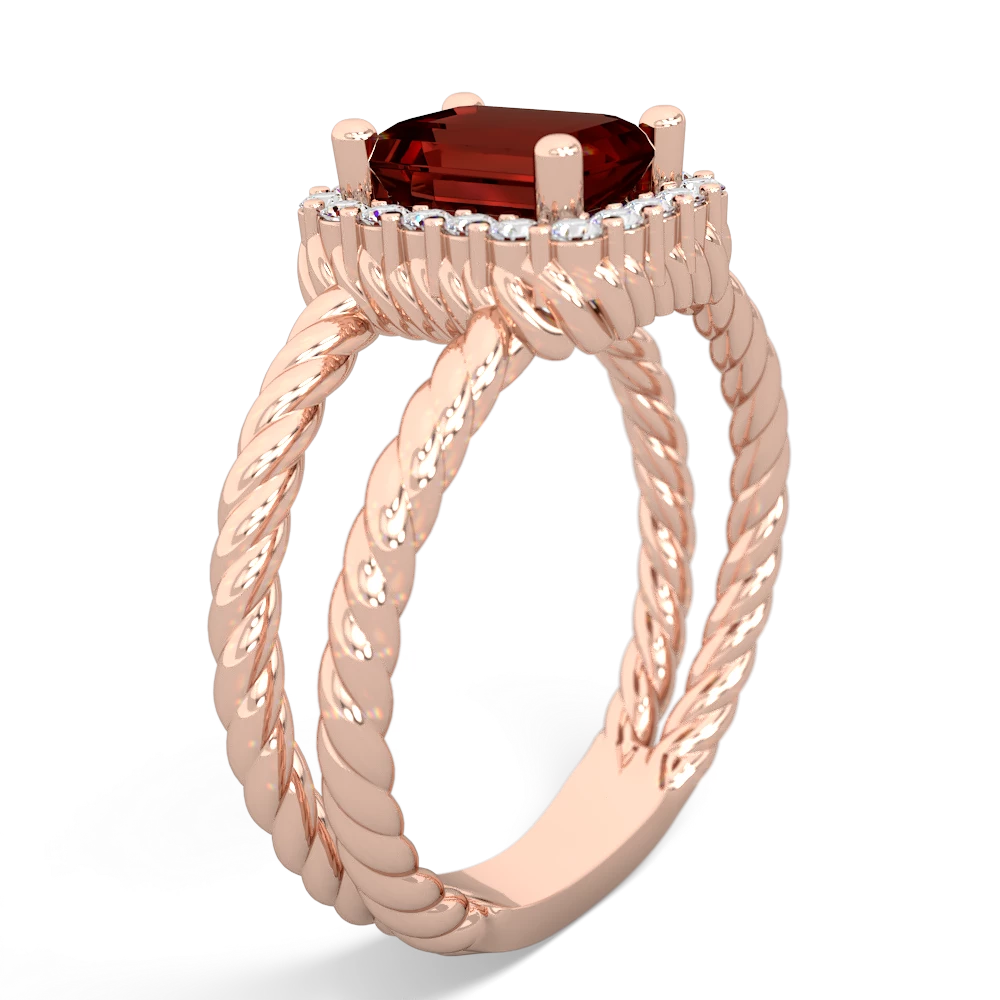 Garnet Rope Split Band 14K Rose Gold ring R2628