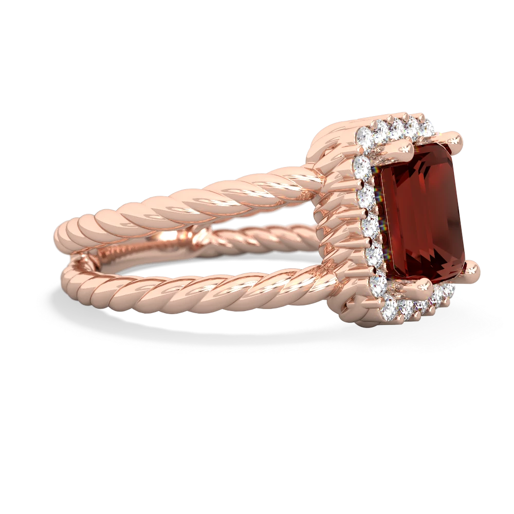 Garnet Rope Split Band 14K Rose Gold ring R2628