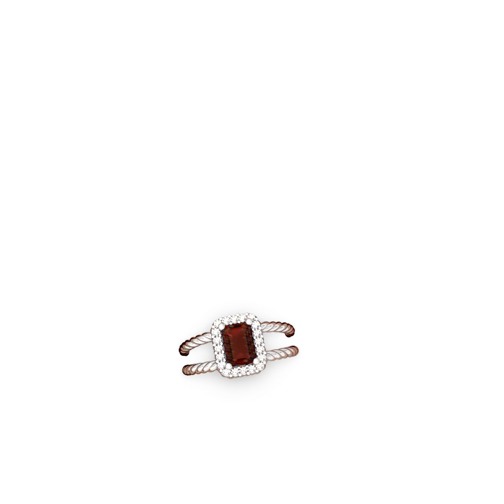 Garnet Rope Split Band 14K White Gold ring R2628