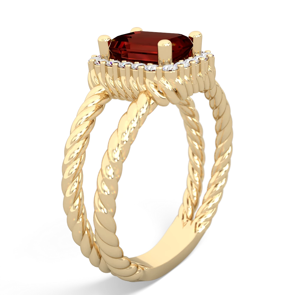 Garnet Rope Split Band 14K Yellow Gold ring R2628