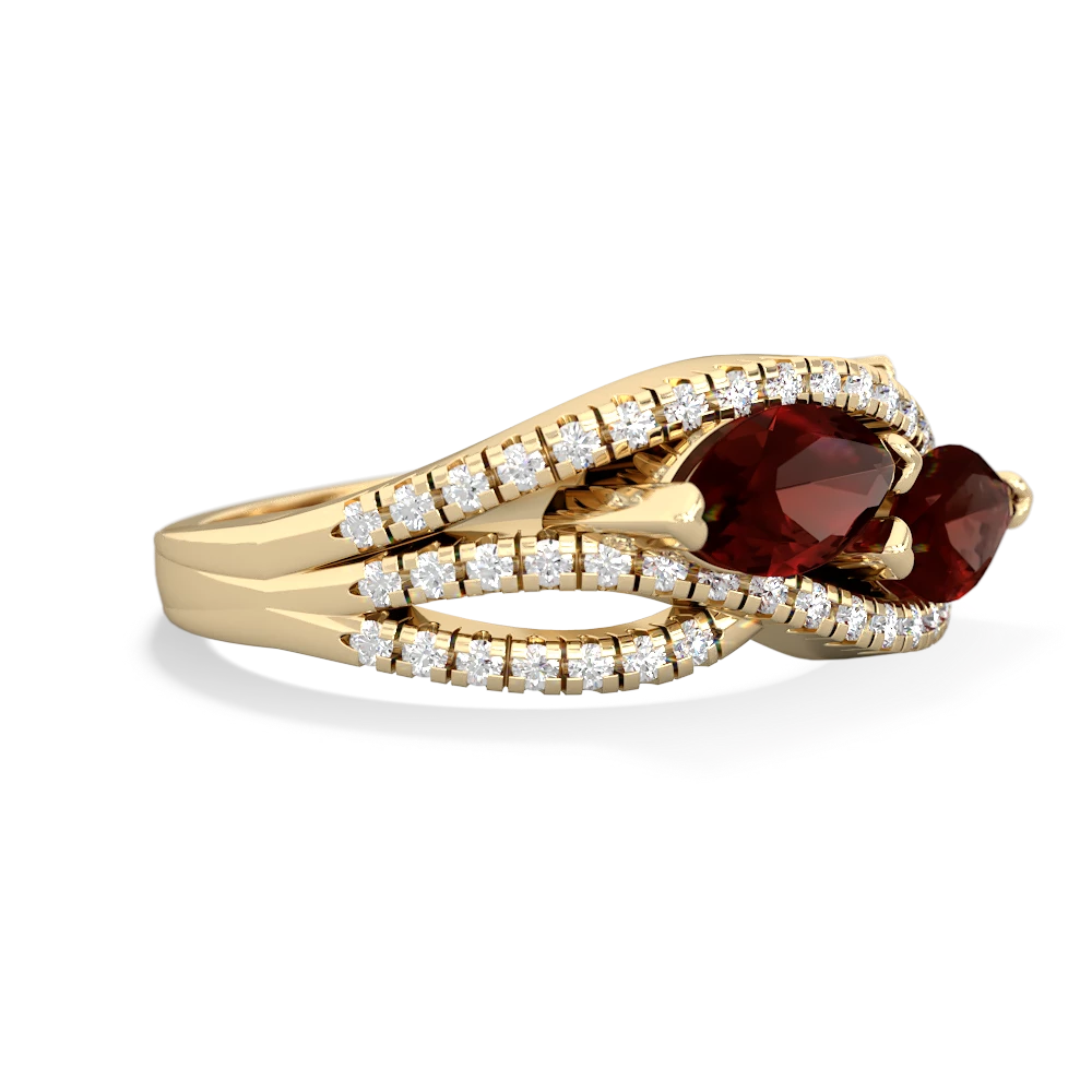 Garnet Diamond Rivers 14K Yellow Gold ring R3070