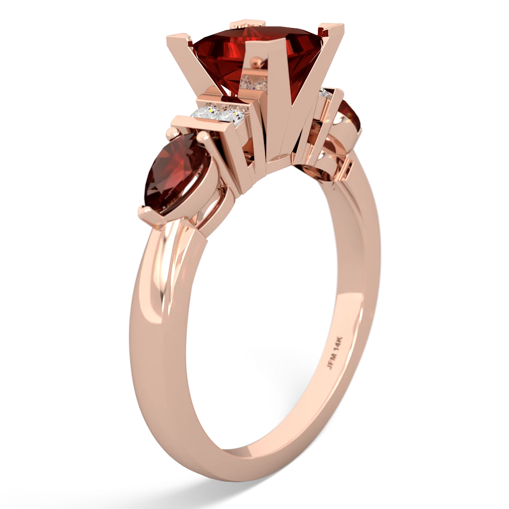 Garnet 6Mm Princess Eternal Embrace Engagement 14K Rose Gold ring C2002