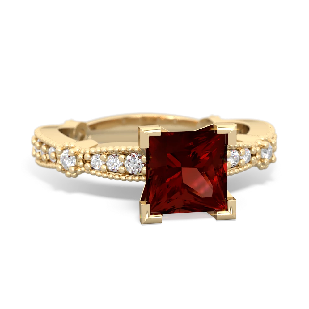 Garnet Sparkling Tiara 6Mm Princess 14K Yellow Gold ring R26296SQ