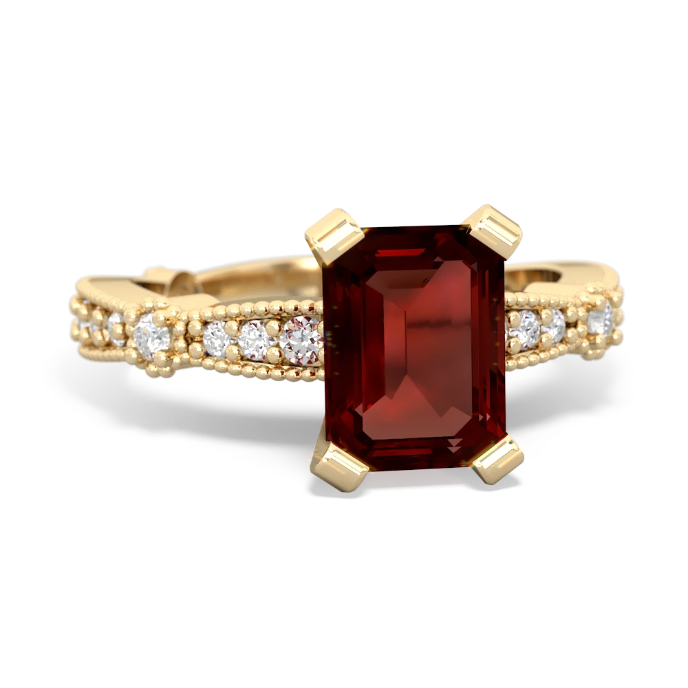 Garnet Sparkling Tiara 8X6 Emerald-Cut 14K Yellow Gold ring R26298EM