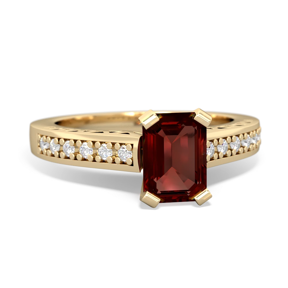 Garnet Art Deco Engagement 7X5mm Emerald-Cut 14K Yellow Gold ring R26357EM