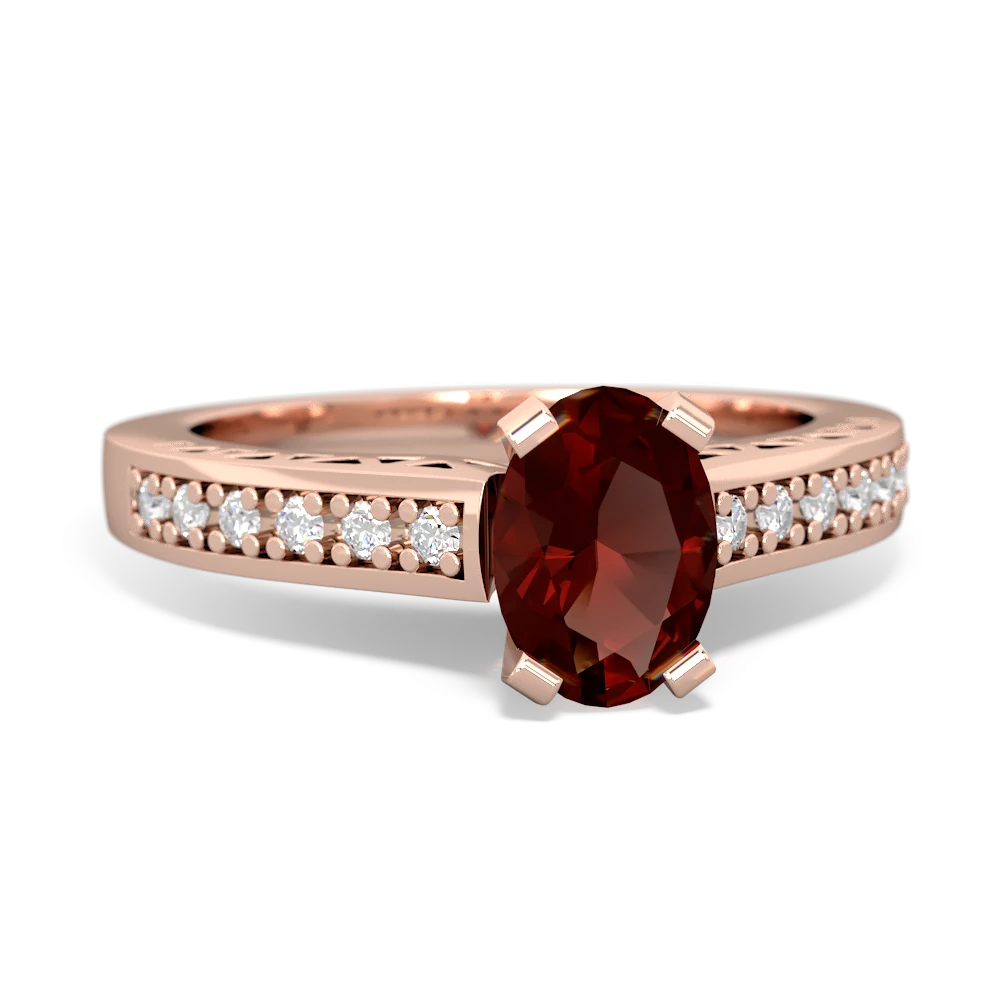 Garnet Art Deco Engagement 7X5mm Oval 14K Rose Gold ring R26357VL