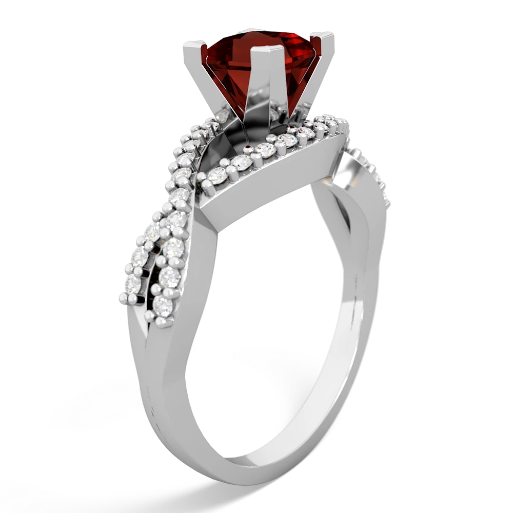 Garnet Diamond Twist 5Mm Square Engagment  14K White Gold ring R26405SQ