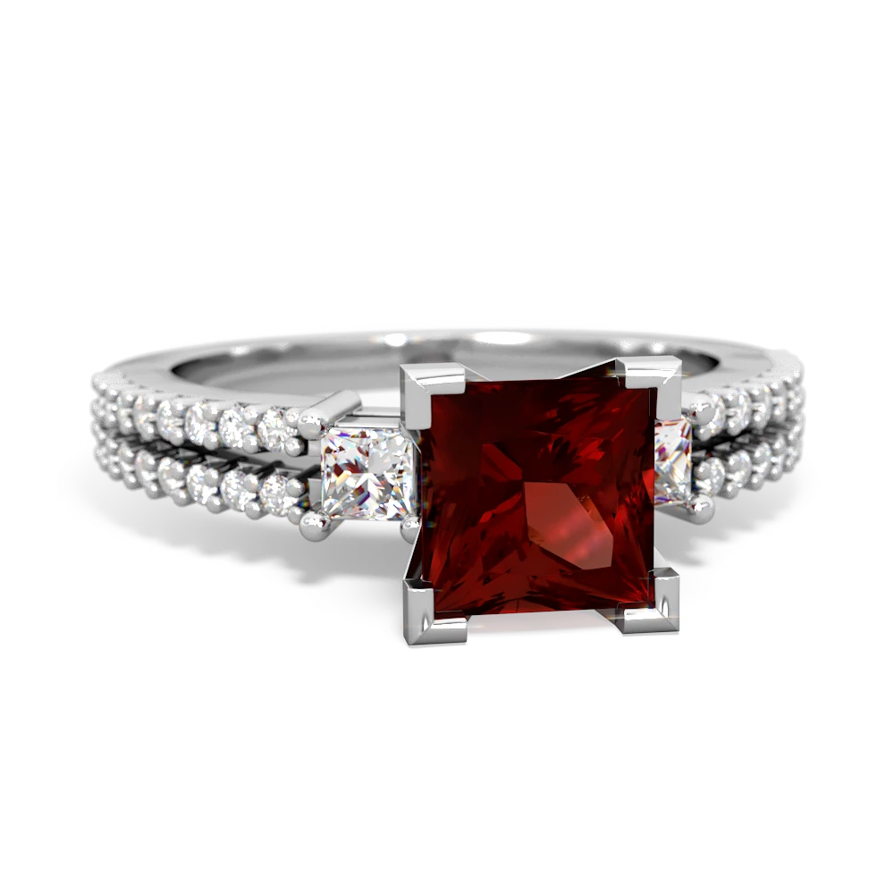 Garnet Classic 6Mm Princess Engagement 14K White Gold ring R26436SQ