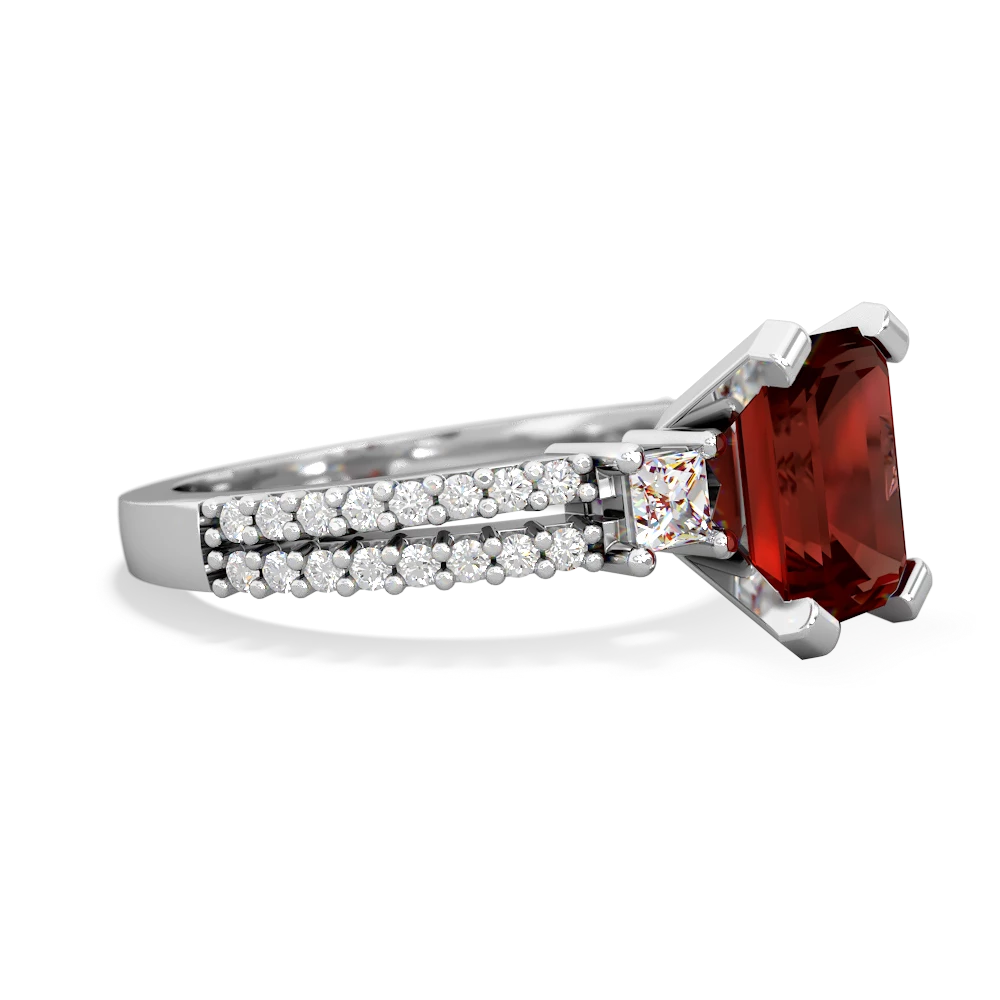 Garnet Classic 8X6mm Emerald-Cut Engagement 14K White Gold ring R26438EM