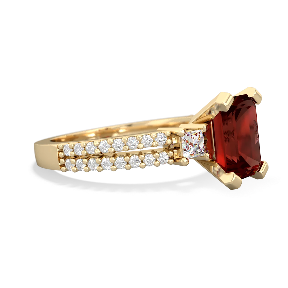 Garnet Classic 8X6mm Emerald-Cut Engagement 14K Yellow Gold ring R26438EM