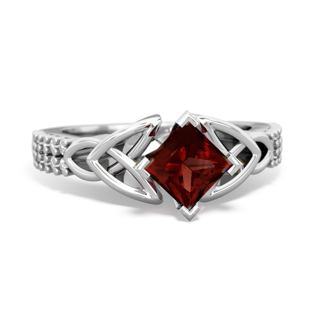 Garnet Celtic Knot 5Mm Square Engagement 14K White Gold ring R26445SQ