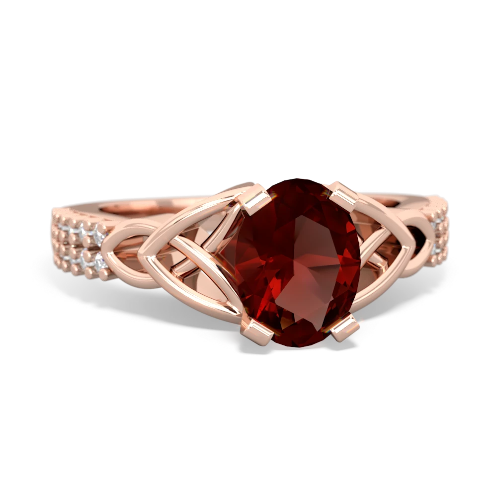 Garnet Celtic Knot 8X6 Oval Engagement 14K Rose Gold ring R26448VL