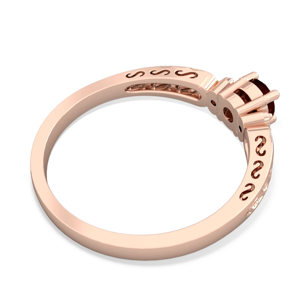 Garnet Filligree Scroll Round 14K Rose Gold ring R0829