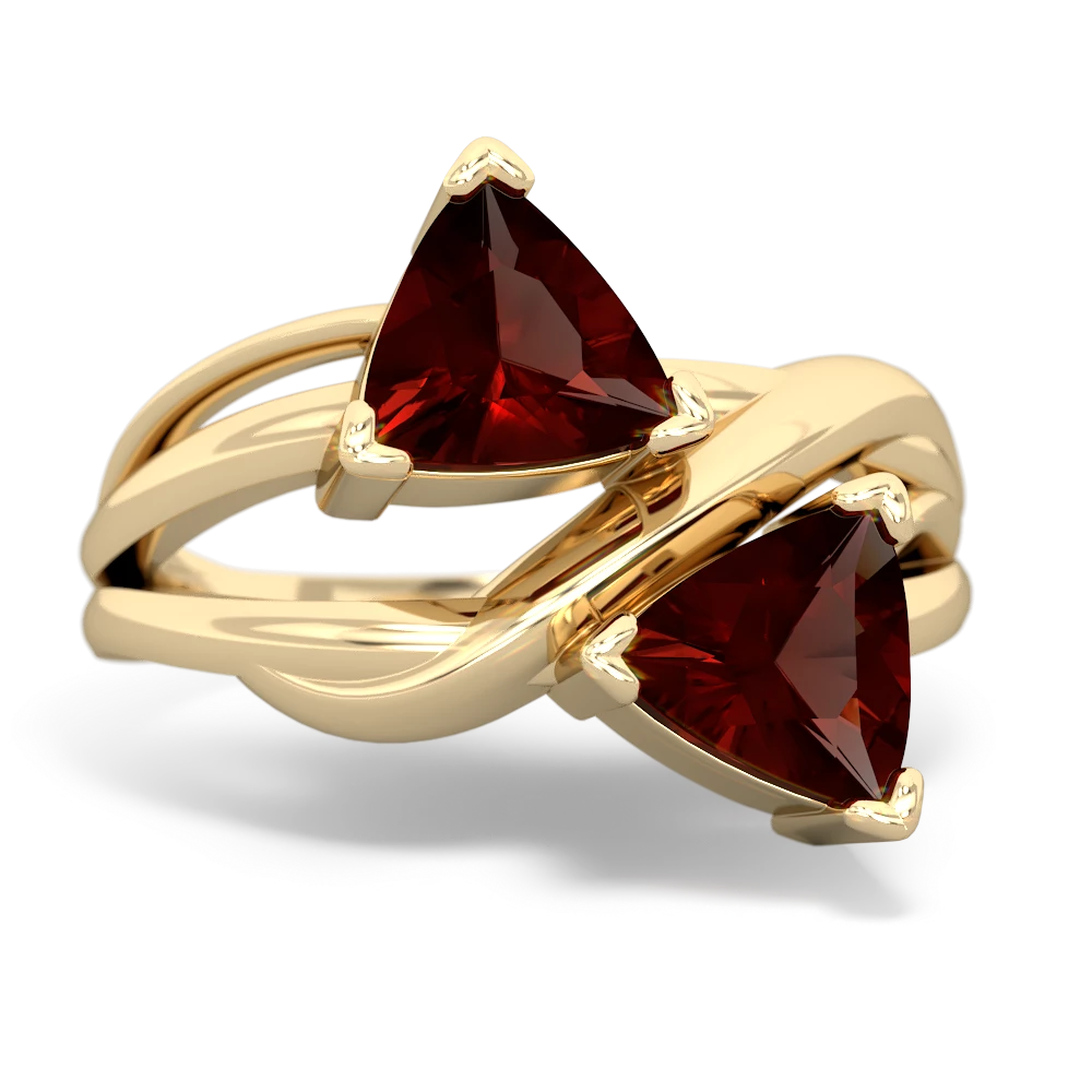 Garnet Split Band Swirl 14K Yellow Gold ring R2341