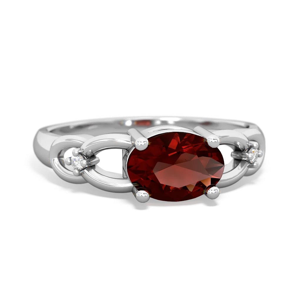 Garnet Links 14K White Gold ring R4032