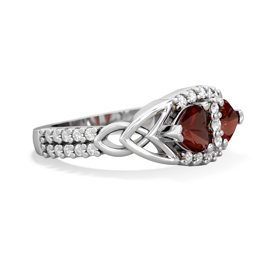 Garnet Sparkling Celtic Knot 14K White Gold ring R2645