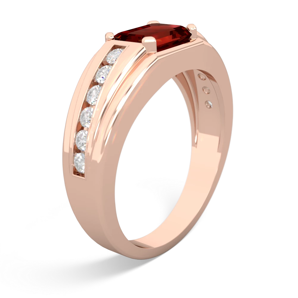 Garnet Men's Diamond Channel 14K Rose Gold ring R0500