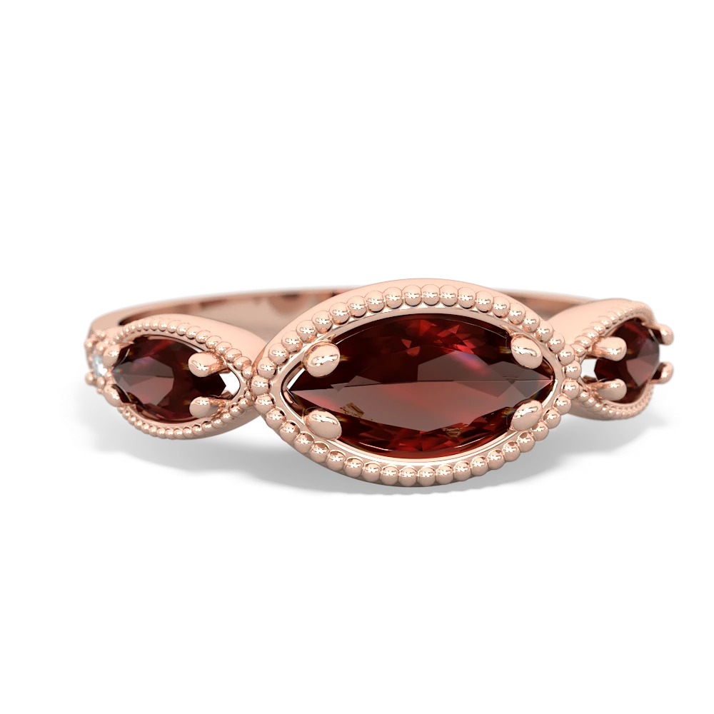 Garnet Milgrain Marquise 14K Rose Gold ring R5700