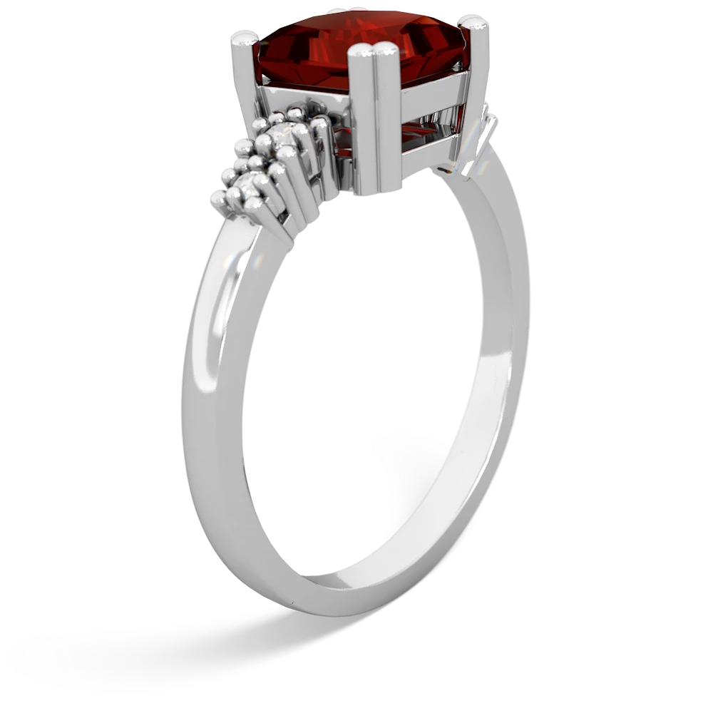 Garnet Art Deco Princess 14K White Gold ring R2014