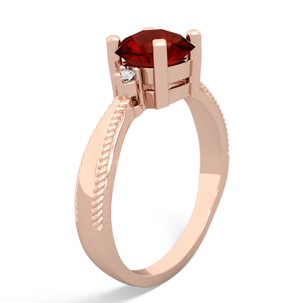 Garnet Cushion Rope 14K Rose Gold ring R2484