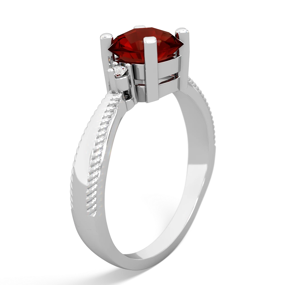 Garnet Cushion Rope 14K White Gold ring R2484