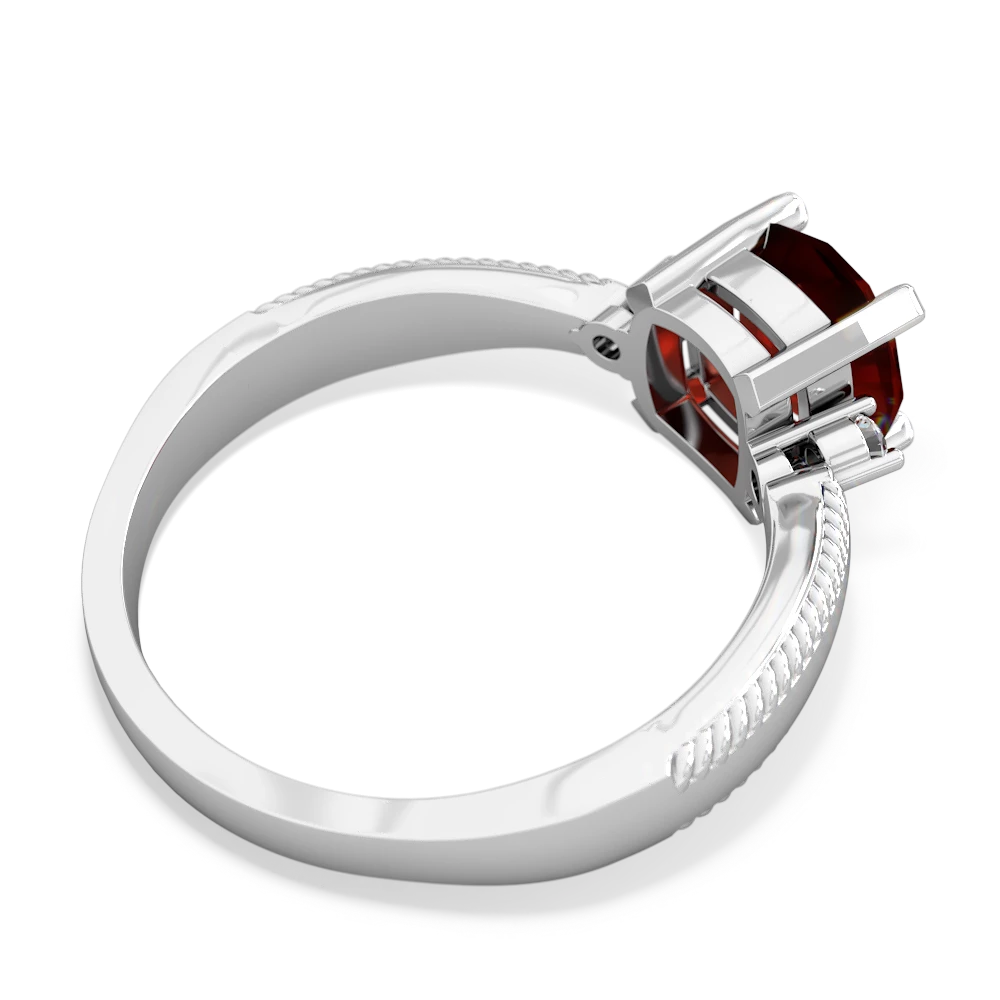 Garnet Cushion Rope 14K White Gold ring R2484