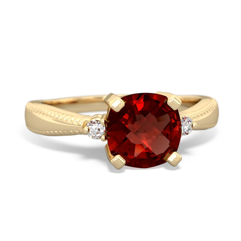 Garnet Cushion Rope 14K Yellow Gold ring R2484