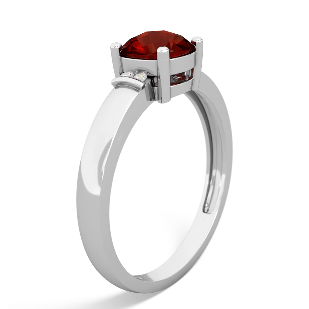 Garnet Simply Elegant Cushion 14K White Gold ring R2489