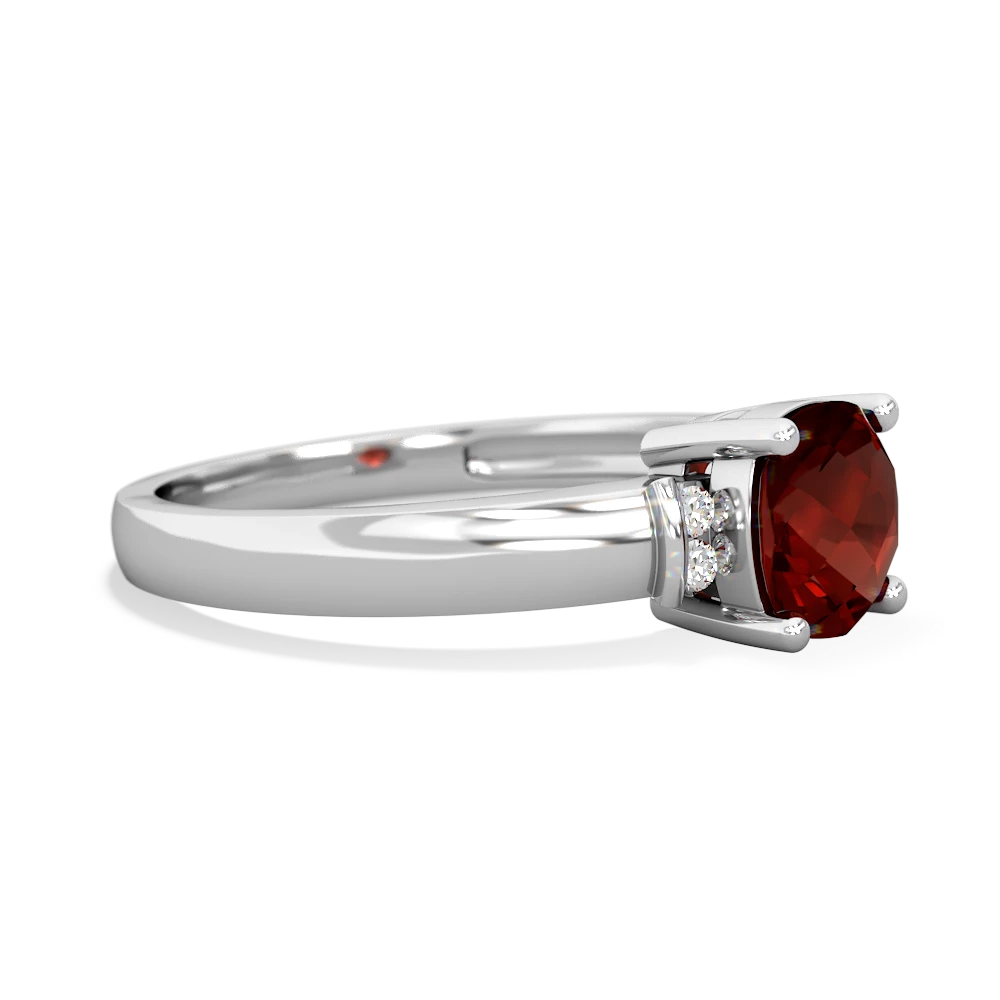 Garnet Simply Elegant Cushion 14K White Gold ring R2489