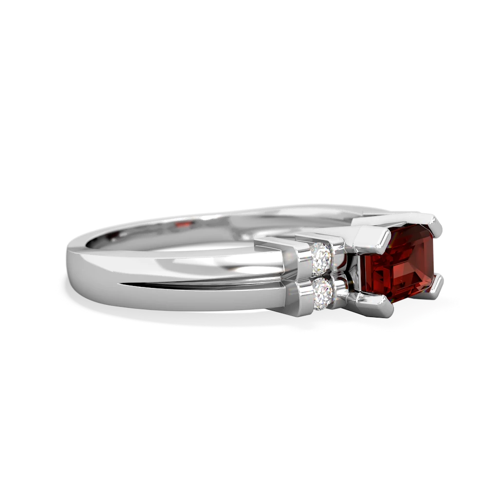 Garnet Art Deco East-West 14K White Gold ring R2590