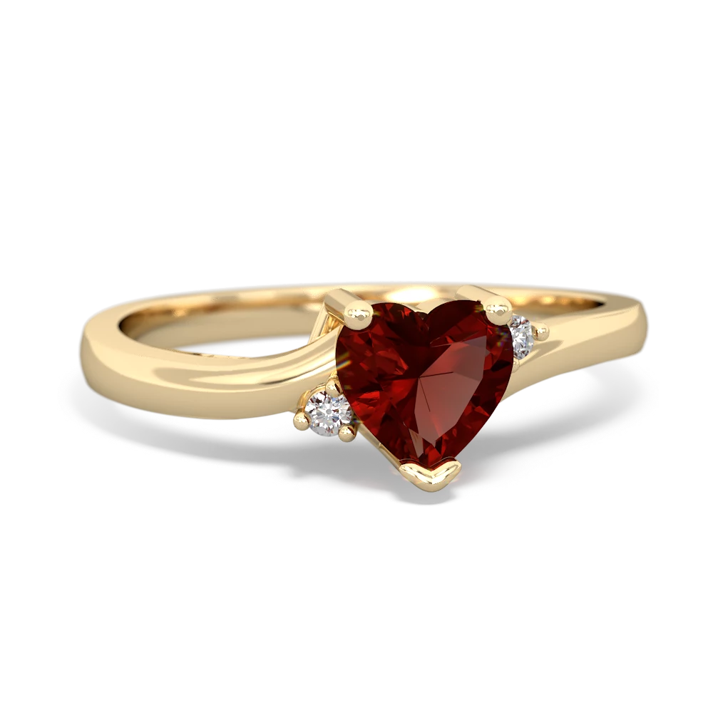 Garnet Delicate Heart 14K Yellow Gold ring R0203